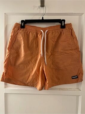 OnlyNY Peach-Orange Elastic Waist Shorts with White Mesh Lining